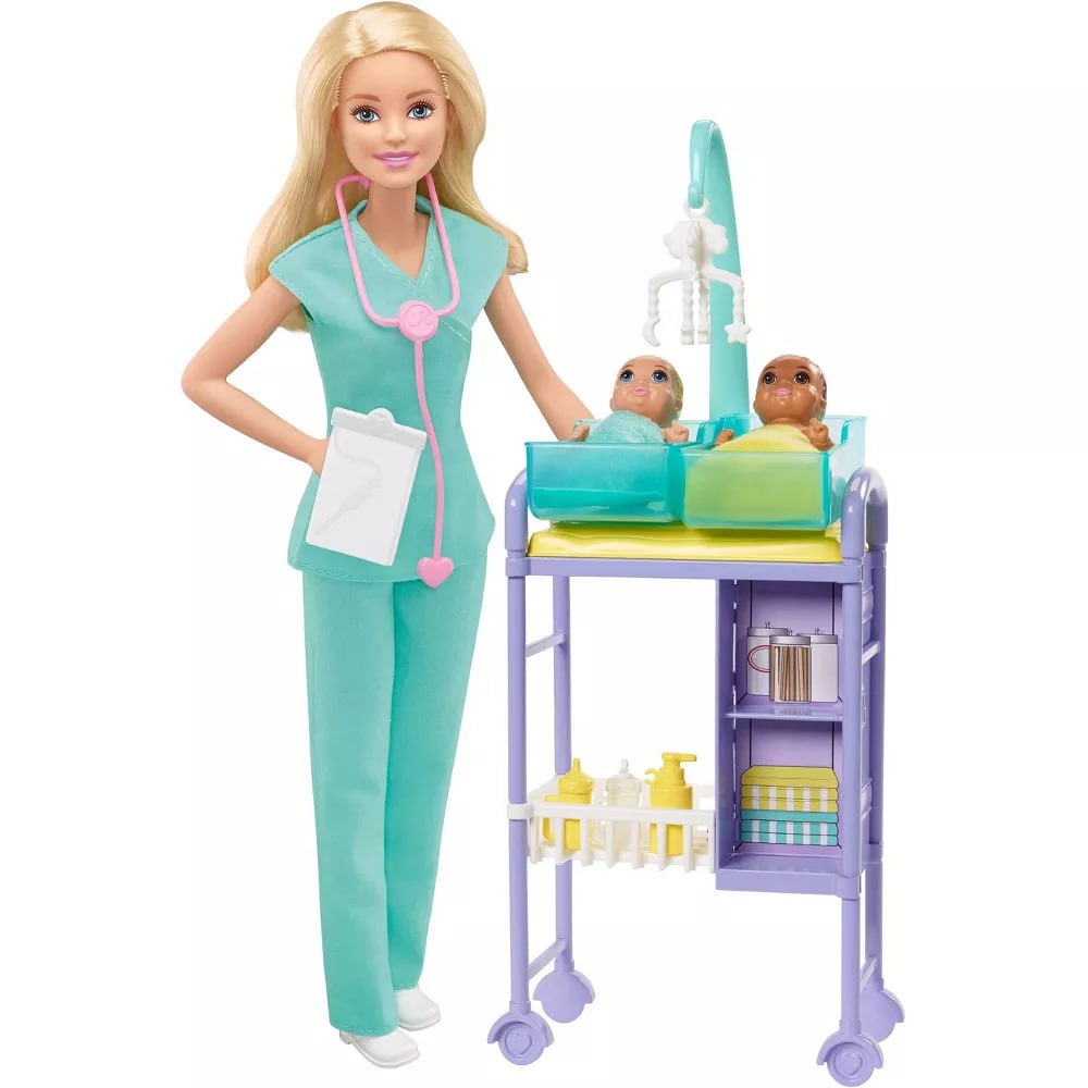 Игровой набор Кукла Барби Педиатр с новорожденными детками Barbie Baby Doctor Blonde