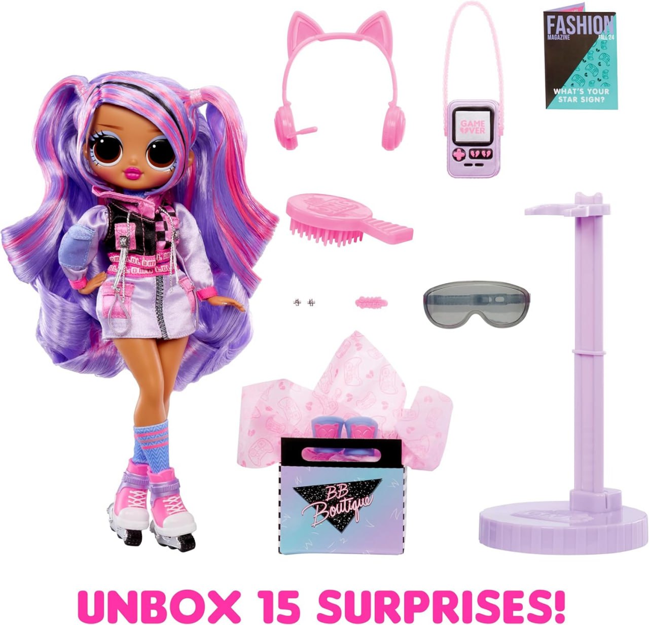 Кукла LOL Surprise OMG Ace Fashion с 15 сюрпризами, включая игровую тематику и аксессуары