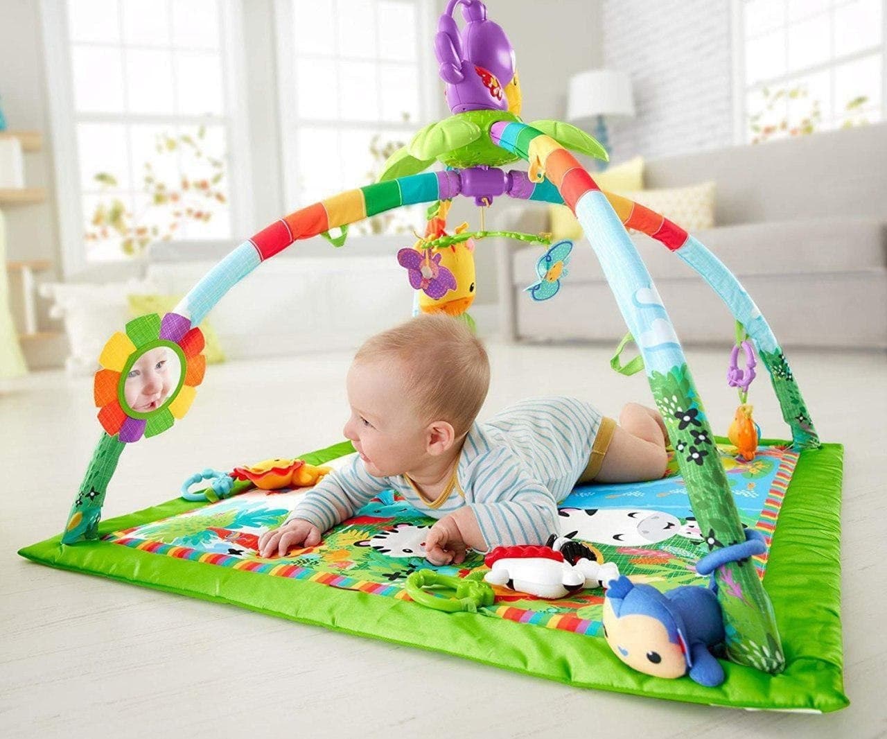 Детский развивающий коврик FISHER-PRICE "Джунгли" Rainforest™ Music & Lights Deluxe Gym