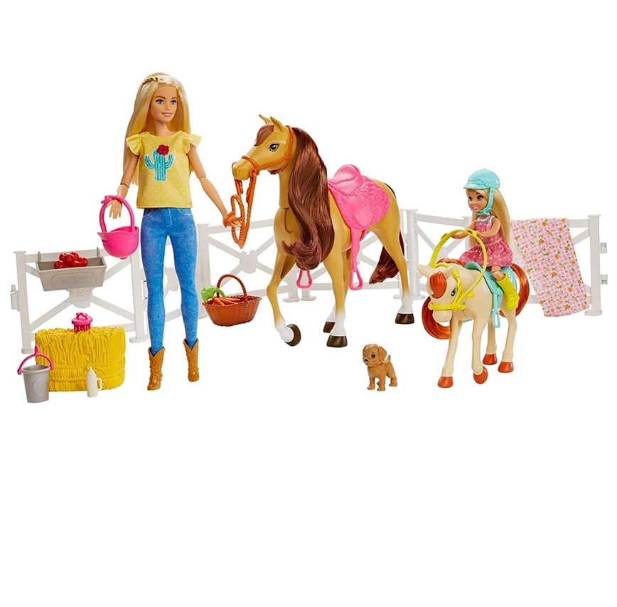 Игровой набор кукол Barbie Барби, Челси и любимые лошадки
