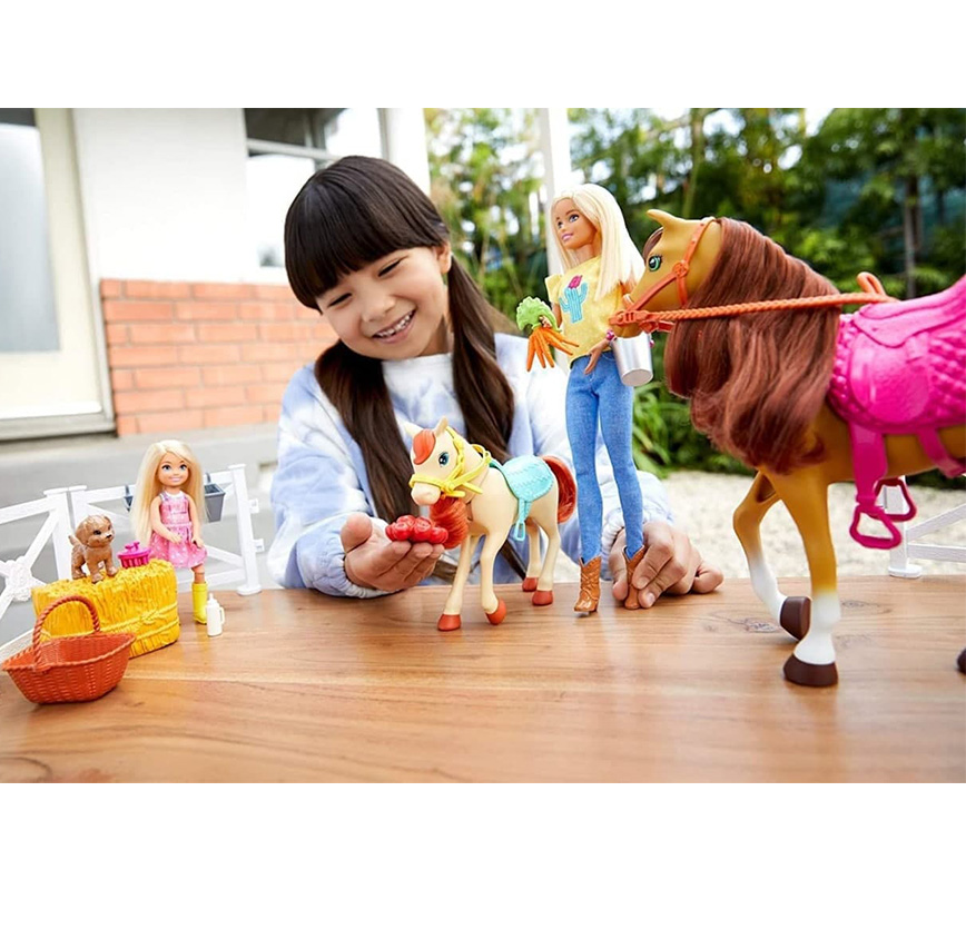 Игровой набор кукол Barbie Барби, Челси и любимые лошадки