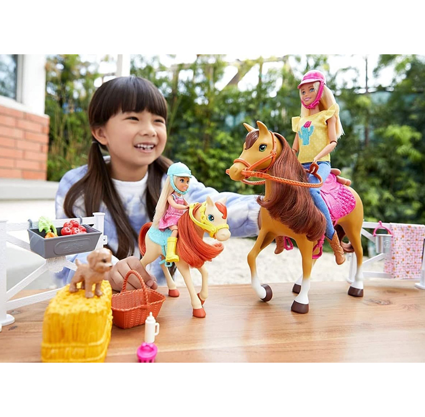 Игровой набор кукол Barbie Барби, Челси и любимые лошадки