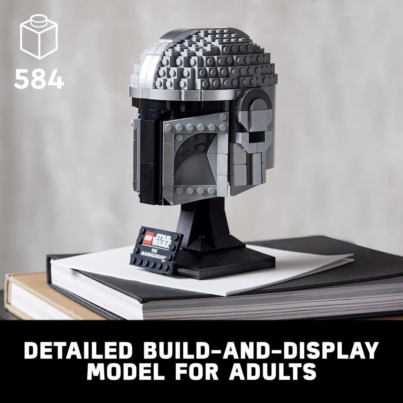 LEGO Star Wars The Mandalorian Helmet, набор для сборки и демонстрации шлема Мандалорца, коллекционный декор для дома в стиле «Звездных войн», идея подарка для классических поклонников «Звездных войн»